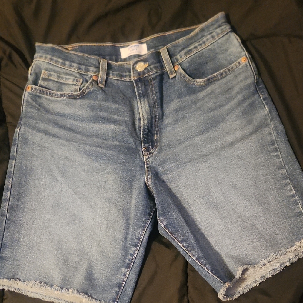 Levi's Blue Jean Shorts with Raw Hem and Medium Wash